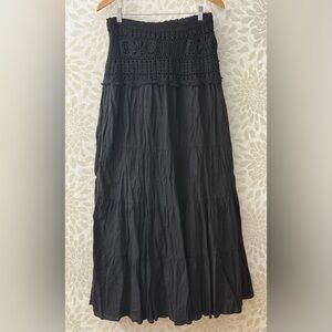 Free People FP Women’s S Black Crochet Convertible Maxi Skirt Strapless Dress